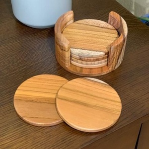<b>Walnut</b> Wood Coaster Set Modern Stylish Heat-Resistant Drink Holder Customizable Options for Kitchen Dining <b>Table</b> Home Decor - Product Image 1