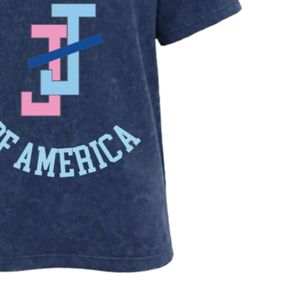 T-shirt graphique bleu marine délavé pour jeunes, en coton doux, col rond, manches courtes, décontracté, mode, vêtements de tous les jours - Product Image 6