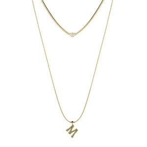 Collar con Colgante de Letra M, Plata 925, Moissanita, Cadena de Aleación, Estilo Clásico Unisex, Joyería para Regalo - Product Image 1