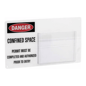 Letrero y Portapermisos Brady Danger para Espacios Confinados en Áreas de Seguridad Industrial - Product Image 1