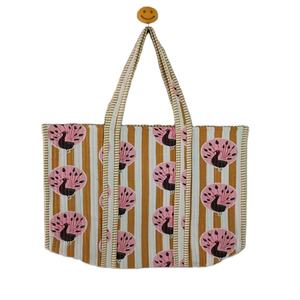 กระเป๋าโท้ทผ้าฝ้ายลายควิลท์คุณภาพสูงรักษ์โลก สไตล์โบฮีเมียน สีพื้นแบบกำหนดเอง ใช้ซ้ำได้ สะพายไหล่ ช้อปปิ้ง ชายหาด ท่องเที่ยว - Product Image 1