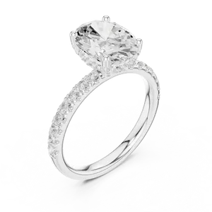 unisex eighteen karat solid gold oval cut diamond <b>ring</b> <b>two</b> carat lab grown <b>stone</b> with hidden halo accent fine engagement - Product Image 4