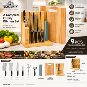 Juego de Cuchillos JAYA MATA Serie Century de 9 Piezas con Bloque de Madera, Cuchillas de Acero Inoxidable Pulido, Tijeras y Afilador - Product Image 4