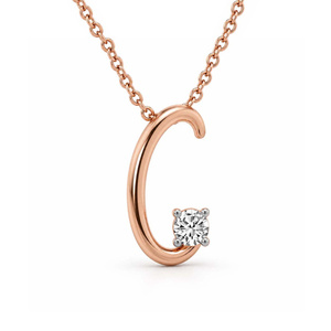 <b>Initial</b> <b>C</b> Letter Pendant <b>Necklace</b> With Round Cut Lab Grown Diamond 10k/14k Gold Unique-Style Luxury Alphabeted Pendant For Women - Product Image 1
