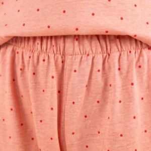 Conjunto de Pijama de Dos Piezas para Mujer, de Felpa, Manga Corta, Cuello Redondo, con Estampado de Lunares, de Algodón Transpirable, Estilo Casual de Verano, Suave - Product Image 4
