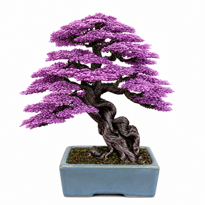 Árbol Bonsái Artificial de Arce Verde Hecho a Mano con Alambre de Aluminio TINH TAN ART, 22/20/15 cm en Maceta Rectangular de Porcelana - Product Image 5
