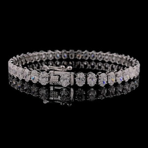 Pulsera de tenis con diamantes de moissanita de corte ovalado, plata de ley 925, chapada en rodio, estilo hip hop, unisex, regalos de aniversario - Product Image 5