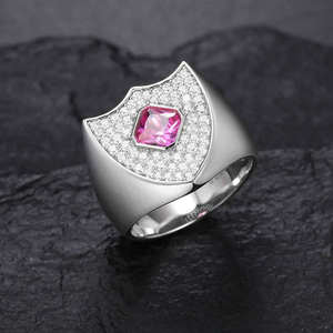 แหวนตราประทับทรงเหลี่ยมประดับเพชรแฟนซีสีสันสดใสเคลือบทอง 18K พร้อมใบรับรอง IGI สุดหรูสำหรับทุกเพศ สไตล์ฮิปฮอป - Product Image 3