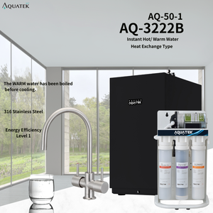 เครื่องจ่ายน้ำใต้ซิงค์ Aquatek รุ่น AQ-3222B |   ระบบแลกเปลี่ยนความร้อนที่ได้รับสิทธิบัตร | ระบบกรองน้ำ RO 5 ขั้นตอน (AQ-50-1) |   แหล่งจ่ายไฟฟ้าทนความร้อนสูงที่เสถียร |   เป็นมิตรกับสิ่งแวดล้อม - Product Image 1