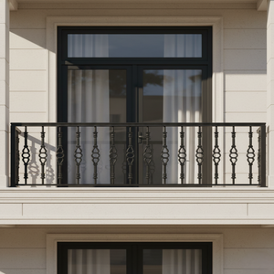 Modern Wrought Heavy Duty Cast Iron <b>Frameless</b> Staircase Baluster for Balcony Rust Resistant UV Water Protected Finish 5-Year - Product Image 1