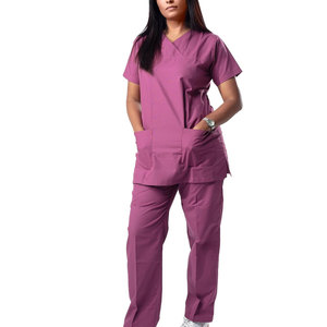 Ladies V Neck <b>Scrub</b> <b>Top</b> and Pants Set Comfortable Medical Healthcare Uniform Wholesale Supplier Premium Medical Workwear Comfort - Product Image 1