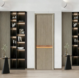 Puertas Modernas de MDF Sólido con Revestimiento de PVC Imitación Madera, Resistentes al Agua y a las Termitas, para Entrada de Apartamentos, Salas de Estar y Hoteles - Product Image 5