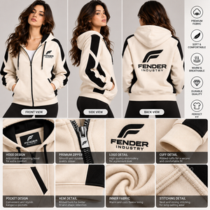 Sudadera con capucha y cremallera personalizada para mujer, de forro polar oversize, con bloques de color, sudadera con capucha y cremallera completa, estilo streetwear, chaqueta con capucha para mujer - Product Image 5
