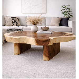 Table basse moderne multifonctionnelle extensible et convertible en bois massif de suar, fabriquée à la main, pour salon - Product Image 2