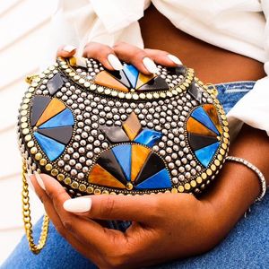 Antique <b>Silver</b> Luxury <b>Clutch</b> for Women Crystal Fashion Accessories for Evening Use - Product Image 5