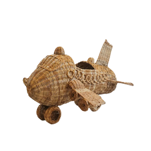 Avión de Juguete de Mimbre Natural Tejido a Mano, Decoración Artesanal con Patrones Intrincados para Decoración de Cuarto de Niños, Estilo Auténtico - Product Image 1