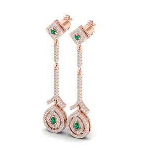 Boucles d'oreilles REYES en or 14 carats avec diamants en forme de goutte d'eau pour femmes, taille poire, 0,09 carat, émeraude, bijoux fins pour mariage, prix de gros - Product Image 3