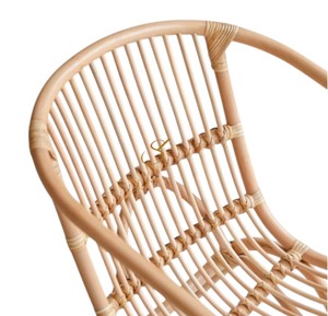Chaise de salle à manger en rotin naturel avec pieds courbes, fauteuil en osier artisanal pour salon moderne, restaurant, café - Product Image 4