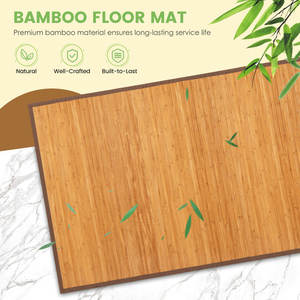5' X 8' Modern Coastal Bamboo Area <b>Rug</b> Eco-Friendly <b>Natural</b> Wood Indoor Floor Carpet Sustainable Set - Product Image 3