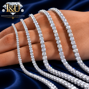 925 <b>Silver</b> Moissanite Necklace Brilliant Cut Channel Set <b>Box</b> <b>Chain</b> Rhodium Plated Hip Hop Luxury Jewelry Gift - Product Image 1