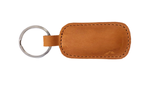 Porte-clés en cuir de forme oblongue, durable, couleur beige - Product Image 4