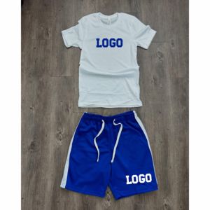 เสื้อยืดโอเวอร์ไซส์แขนสั้นผ้าฝ้าย 100% หนานุ่ม พร้อมกางเกงขาสั้น ชุดเซ็ตฤดูร้อนปี 2026 สำหรับผู้ชายไซส์ใหญ่ สั่งทำโลโก้ได้ ขายส่ง - Product Image 3
