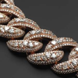 Rose Gold Plated Moissanite Hiphop Cuban <b>Chain</b> Necklace <b>Iced</b> <b>Out</b> Link <b>Chain</b> 925 Sterling Silver for Men Women - Product Image 2