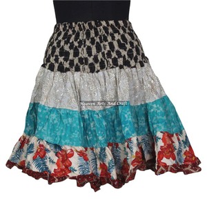Gypsy Indian <b>Patchwork</b> Boho Hippy Festival <b>Skirt</b> Stylish Sexy Breathable 100% Cotton Midi <b>Skirt</b> All Seasons - Product Image 4