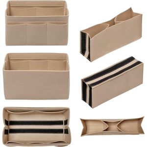 Grand organisateur de sac à main en feutre beige avec 14 poches pour le rangement de bijoux et de sacs fourre-tout - Product Image 3