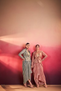 Sari indio de diseño elegante para fiestas, con estampado digital en la parte superior e inferior, para todas las ocasiones y funciones especiales para mujeres. - Product Image 3