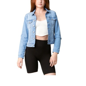 Veste en jean bleue à manches longues de luxe pour femmes teinte réversible écologique de haute qualité BD hauts manteau perle coton respirant - Product Image 4