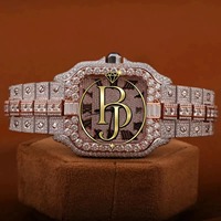 Briva Vollständig Vereiste Quadratische Herren-Armbanduhr mit Arabischen Ziffern, Luxuriöse Diamantglas-Uhr mit Umweltfreundlichem Edelstahlarmband, 10 Bar Wasserdicht, Datumsanzeige