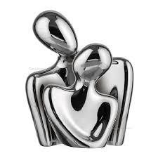 Modern Abstract Couple Figurine Showpiece Silver Finish Romantic Metal Handicraft Sculpture for Home Office Decor - Product Image 2