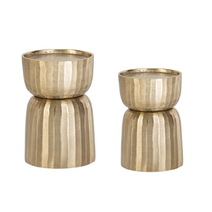 Support à bougie décoratif pour la décoration de la maison, finition dorée, porte-bougie en aluminium coulé, fait main, personnalisé, best-seller, lot de 2 - Product Image 1