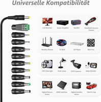 Alimentation électrique 12V 2A, adaptateur secteur universel AC/DC avec 10 prises DC pour appareils électroniques 12V, bandes LED, caméras CCTV, routeurs