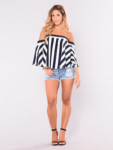 Women's Formal Denim Shorts <b>Light</b> Wash High Waist Skinny Denim Shorts With <b>Push</b> Up - Product Image 4
