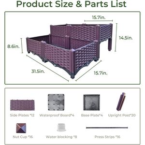 Kit di 4 Fioriere Rialzate in Plastica per Giardino, Contenitori per Coltivazione per Piante da Interno ed Esterno - Product Image 2