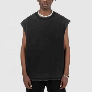 Men's Black Sleeveless Tank <b>Top</b> O-Neck Solid Knitted Cotton Casual Wear High Quality Plus Size Men's Vests Workout Singlets - Product Image 1