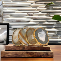 Sous-verres en tranches d'agate brune en gros, pierre semi-précieuse de quartz, artisanat, meilleure vente, Feng Shui, ovale, Gujarat, décoration de table pour la maison