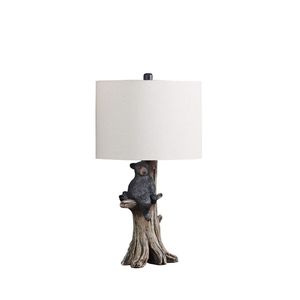 Lampada da Tavolo in Resina Poliestere con Orso Nero su un Albero, 63 cm - Product Image 1