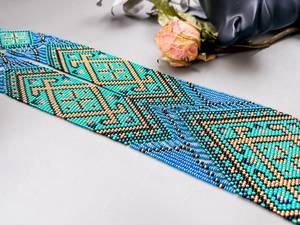 MEILLEURE VENTE Collier ethnique perlé, idée cadeau pour elle, pour les amateurs de bijoux tribaux, collier long traditionnel en turquoise et or - Product Image 2
