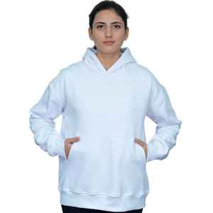 Sudadera con Capucha para Mujer de Fibra de Bambú Ligera de Primera Calidad con Decoración de Letras, Sudadera con Capucha de Color Blanco Brillante de Alta Calidad - Product Image 2