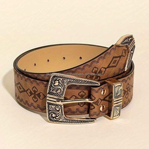 Fabricant de gros Ceinture d'outillage en cuir véritable western pour unisexe avec boucle de maintien et extrémité de boucle en laiton design - Product Image 2