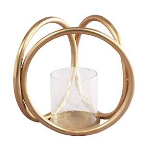 Portavelas Elite IronCandle con Anillos Entrelazados, Resistente al Calor, Decoración para el Hogar, 10 Pulgadas de Alto, 4.25 Pulgadas de Diámetro - Product Image 1