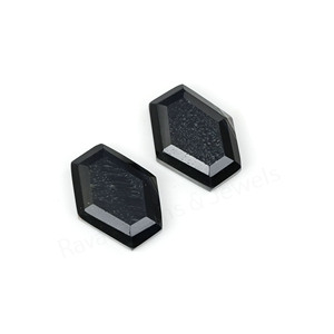 Obsidiana Negra Natural en Forma de Hexágono, Corte Escalonado, Alto Pulido, 10x16mm, Cabujón Suelto para Joyería, Juego de Colgantes y Pendientes - Product Image 1