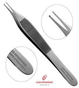 แหนบจับเนื้อเยื่อขนาดเล็ก Adson แบบ 1x2 ฟัน ขนาด 0.9 มม. ปลายแหลม สำหรับผ่าตัด ทำจากสแตนเลส อุปกรณ์ทางการแพทย์ - Product Image 1