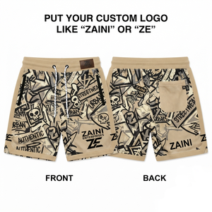 Shorts en maille pour hommes, maille polyester premium 200 GSM, respirant, imprimé graffiti, logo personnalisé, streetwear décontracté, shorts à cordon de serrage, confortables - Product Image 1