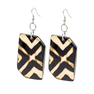 <b>Black</b> Rectangle Acrylic <b>Dangle</b> <b>Earrings</b> Gold Line Drop Ear Jewelry for Women - Product Image 2