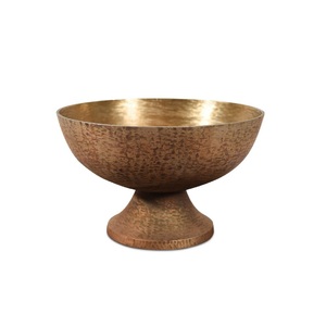 Bandeja Redonda Metálica Hecha a Mano para Bebidas, Estilo Vintage, Acabado en Cobre, Base de Pedestal, Tazón Decorativo, Enfriador de Vino, Decoración - Product Image 1