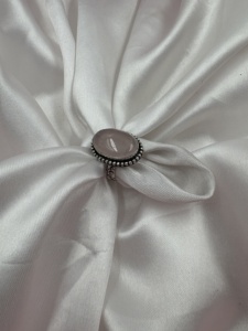 Rose Quartz <b>Ring</b> Round Gemstone <b>Ring</b> Silver Plated <b>Ring</b> Handmade <b>Ring</b> <b>Adjustable</b> <b>Ring</b> - Product Image 3
